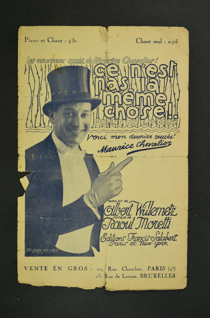Albert Willemetz ; Raoul Moretti ; Maurice Chevalier ; Francis F. Salabert chanson petit format Île-de-France, France 1924 1966.189.59 Photo Mucem