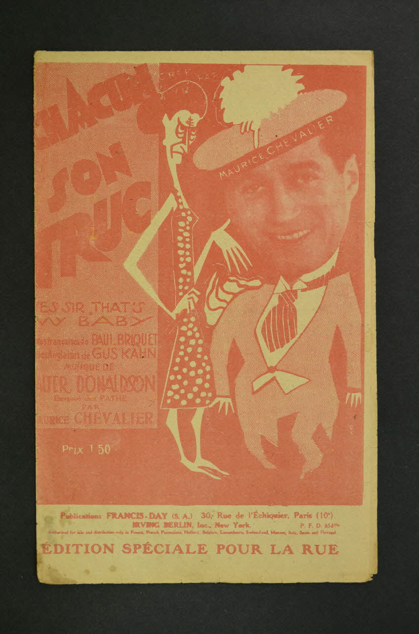 Gus Kahn ; Walter Donaldson ; Paul Briquet ; Maurice Chevalier ; Francis Day chanson petit format Île-de-France, France 1925 1966.189.60 Photo Mucem