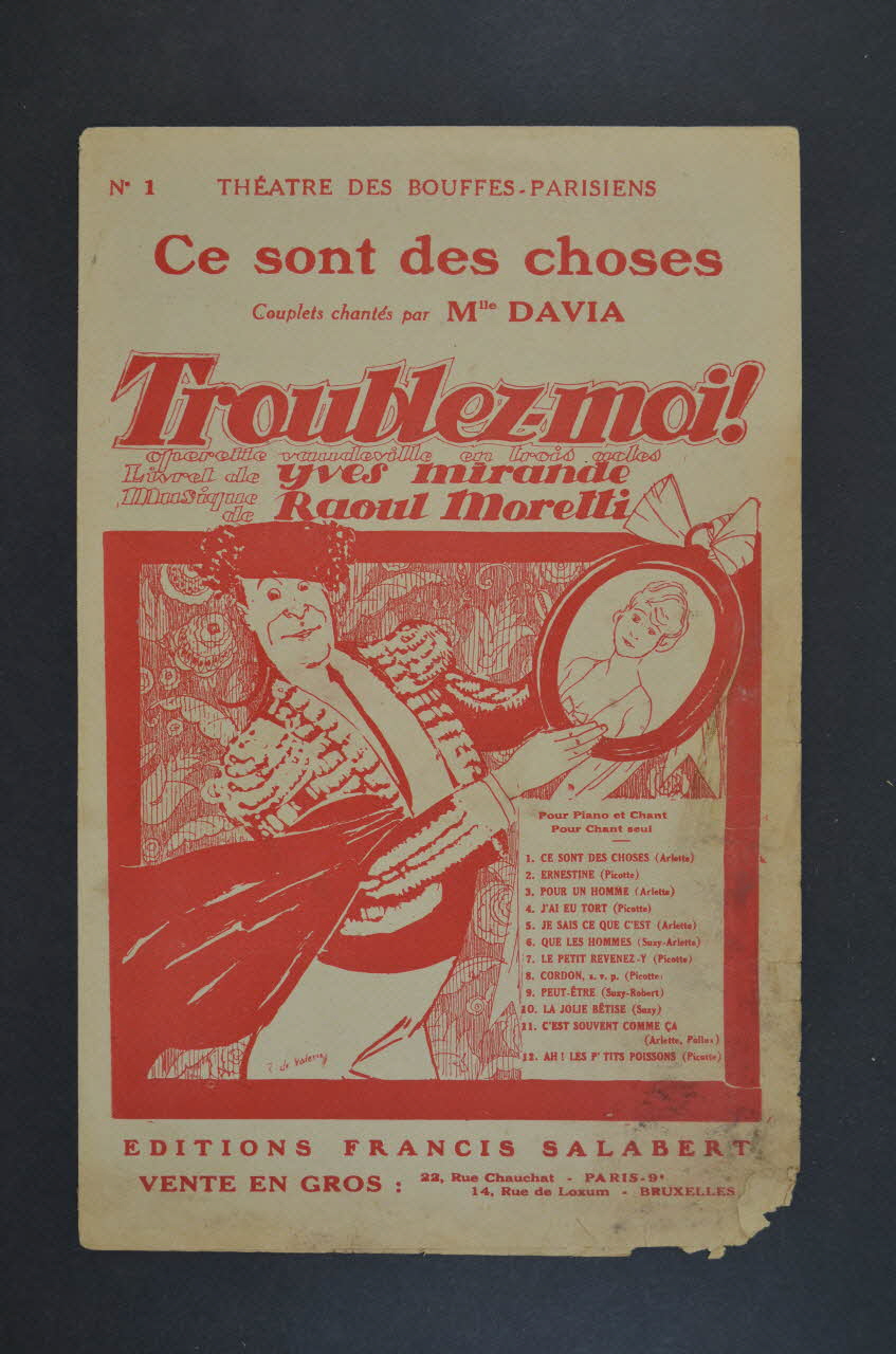 Yves Mirande ; Raoul Moretti ; Davia ; Salabert chanson petit format Île-de-France, France 1924 1965.175.103 Photo Mucem