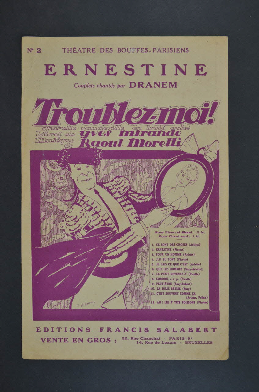 Yves Mirande ; Raoul Moretti ; Dranem ; Salabert chanson petit format Île-de-France, France 1924 1965.175.104 Photo Mucem