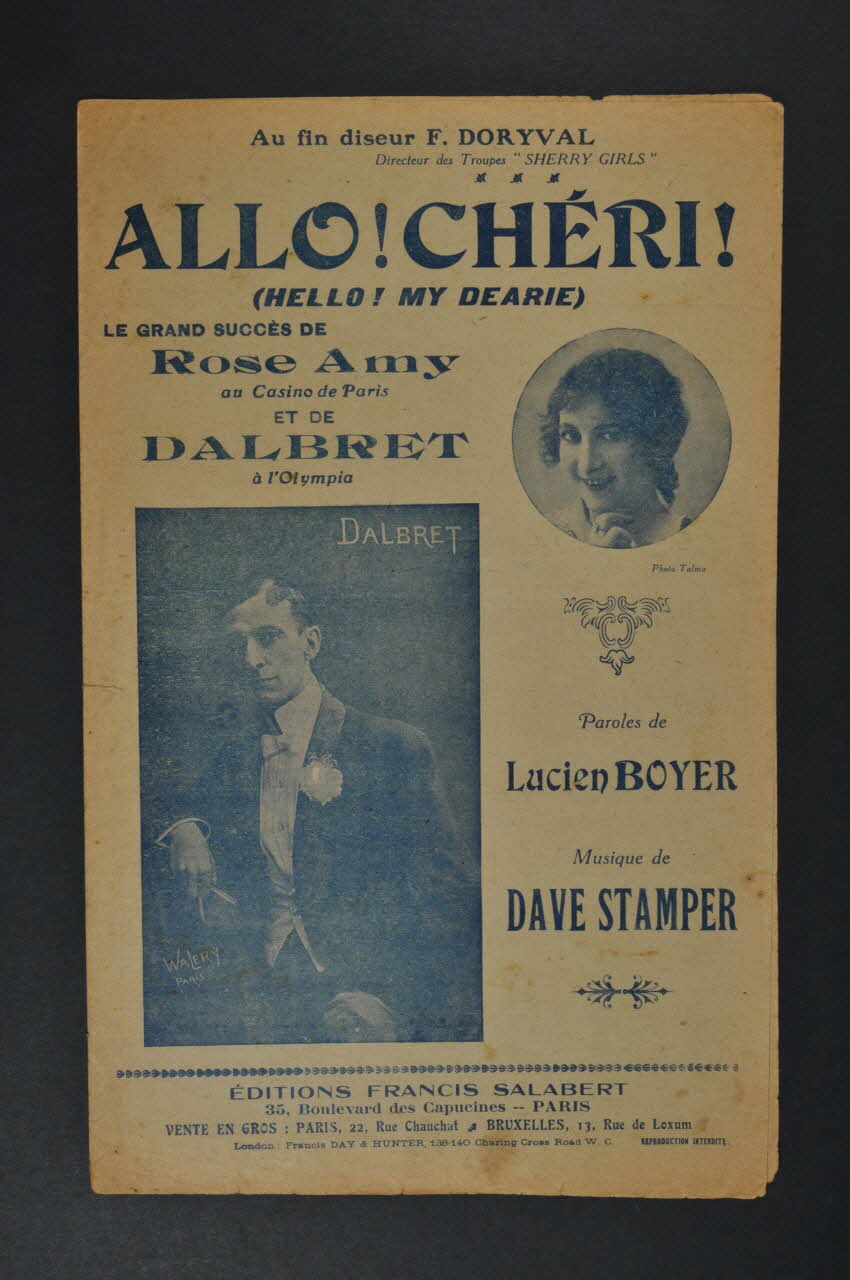Lucien Boyer ; Dave Stamper ; Rose Amy ; Paul Dalbret ; Francis F. Salabert chanson petit format Île-de-France, France 1917 1966.189.63 Photo Mucem