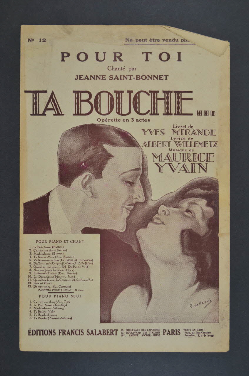 Yves Mirande ; Maurice Yvain ; Albert Willemetz ; Salabert chanson petit format Île-de-France, France 1922 1965.175.107 Photo Mucem