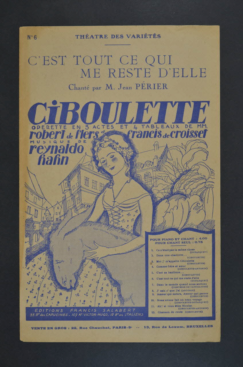 Robert De Flers ; Reynaldo Hahn ; Francis De Croisset ; Francis F. Salabert chanson petit format Île-de-France, France 1923 1965.175.11 Photo Mucem