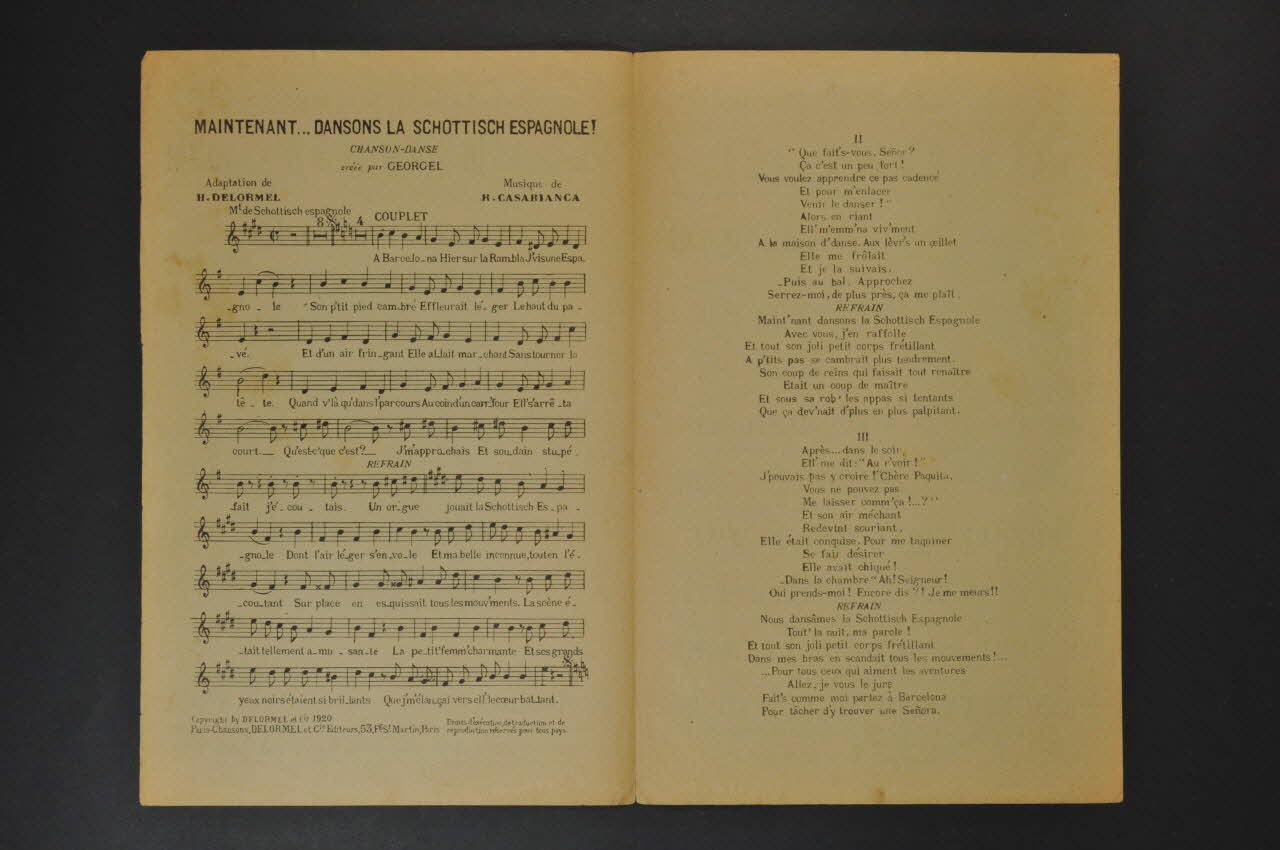 H. Delormel ; R. Casabianca ; Georgel ; Delormel Et Cie chanson petit format Île-de-France, France 1920 1966.189.77 Photo Mucem