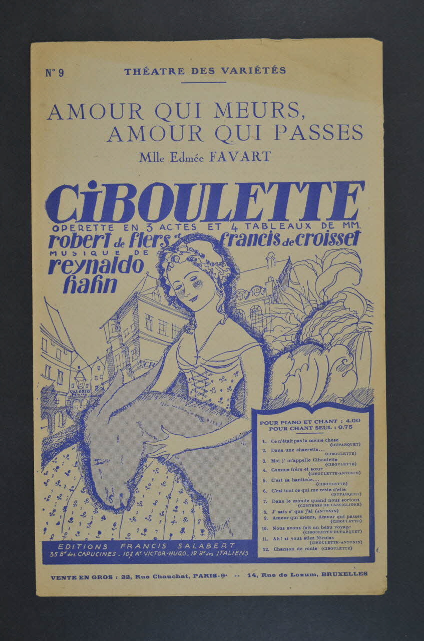 Robert De Flers ; Reynaldo Hahn ; Francis De Croisset ; Francis F. Salabert chanson petit format Île-de-France, France 1923 1965.175.12 Photo Mucem
