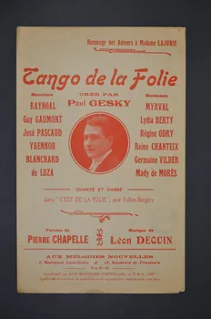 Pierre Chapelle ; Léon Dequin ; Paul Gesky ; Aux Mélodies Nouvelles chanson petit format Île-de-France, France 1920 1966.189.85 Photo Mucem