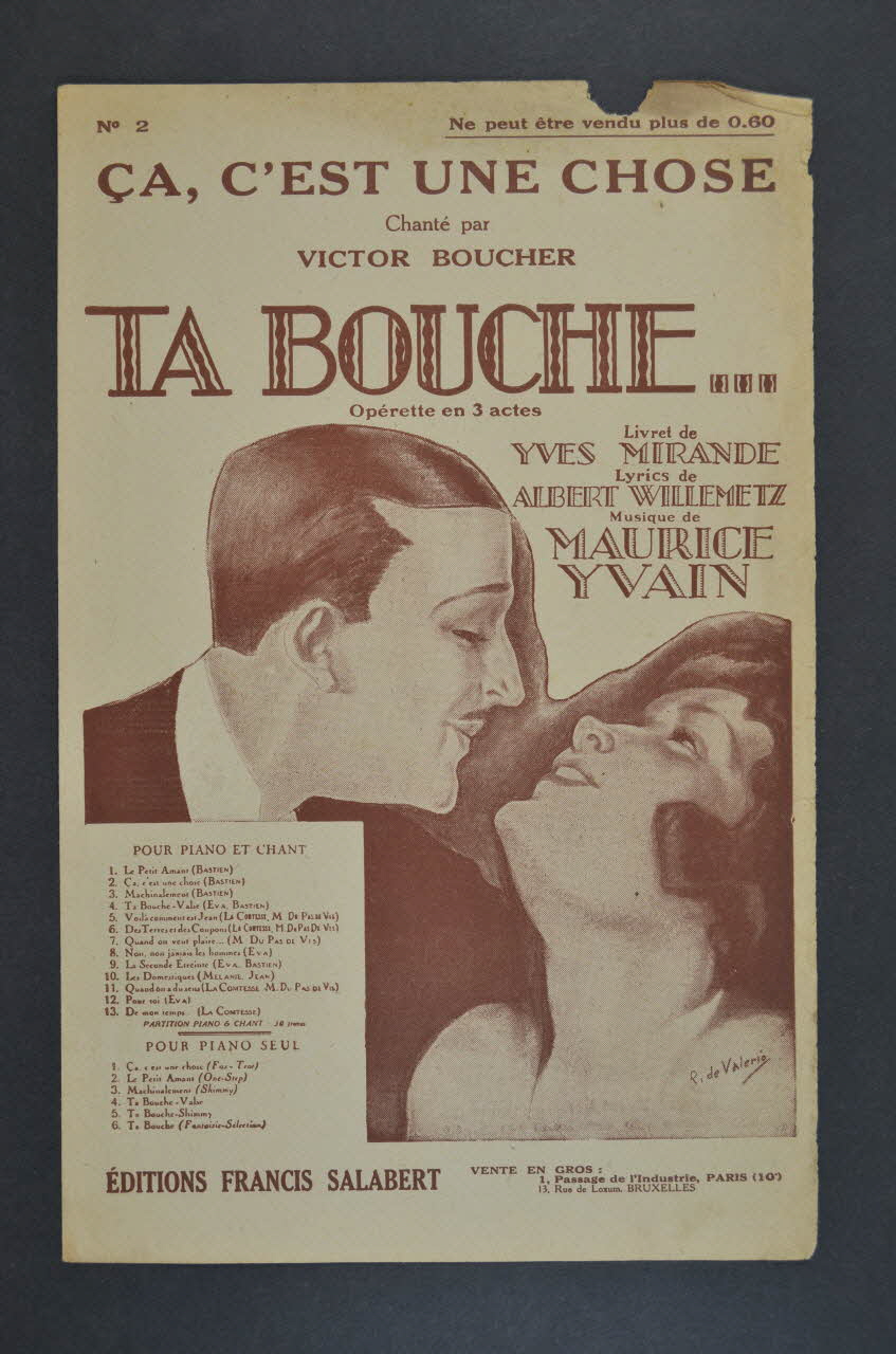 Albert Willemetz ; Maurice Yvain ; Yves Mirande ; Francis F. Salabert chanson petit format Île-de-France, France 1922 1965.175.128 Photo Mucem