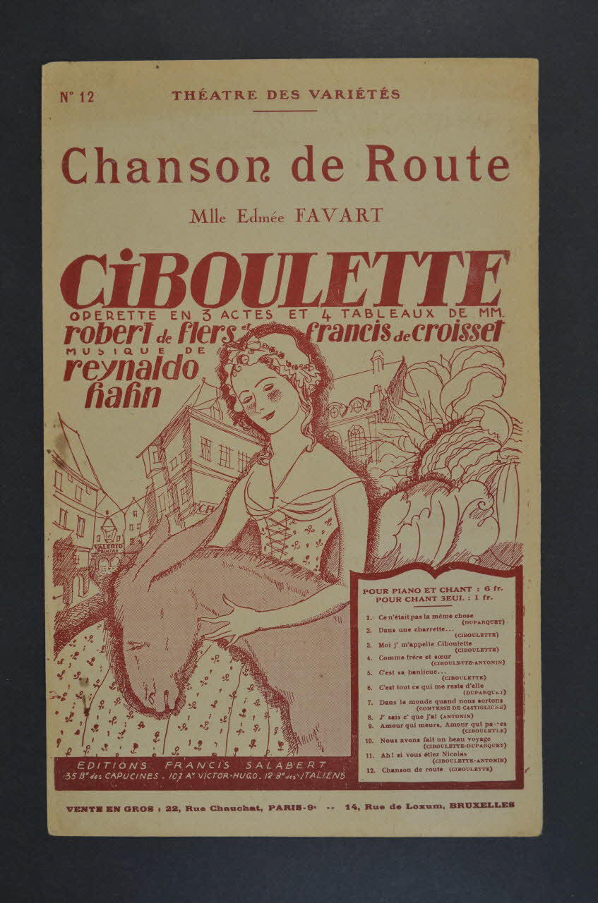 Robert De Flers ; Reynaldo Hahn ; Francis De Croisset ; Francis F. Salabert chanson petit format Île-de-France, France 1923 1965.175.14 Photo Mucem