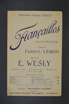 Fabrice Lemon ; E. Wesly ; Paulette Darty ; E. Gaudet chanson petit format Île-de-France, France 1900 1965.175.17  Photo Mucem