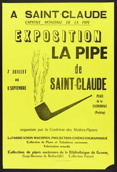 estampe A SAINT-CLAUDE  CAPITALE MONDIALE DE LA PIPE  EXPOSITION  LA PIPE  de  SAINT-CLAUDE 1967.10.14  Photo