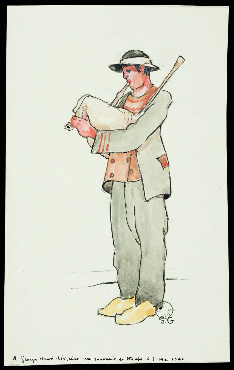 Joseph Stany Gauthier dessin Breton jouant du biniou 1966 1967.112.1 Photo
