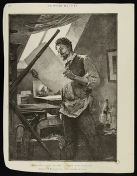 estampe LE MONDE ILLUSTRE  BEAUX-ARTS. - UN GRAVEUR. 1967.116.1038 Photo