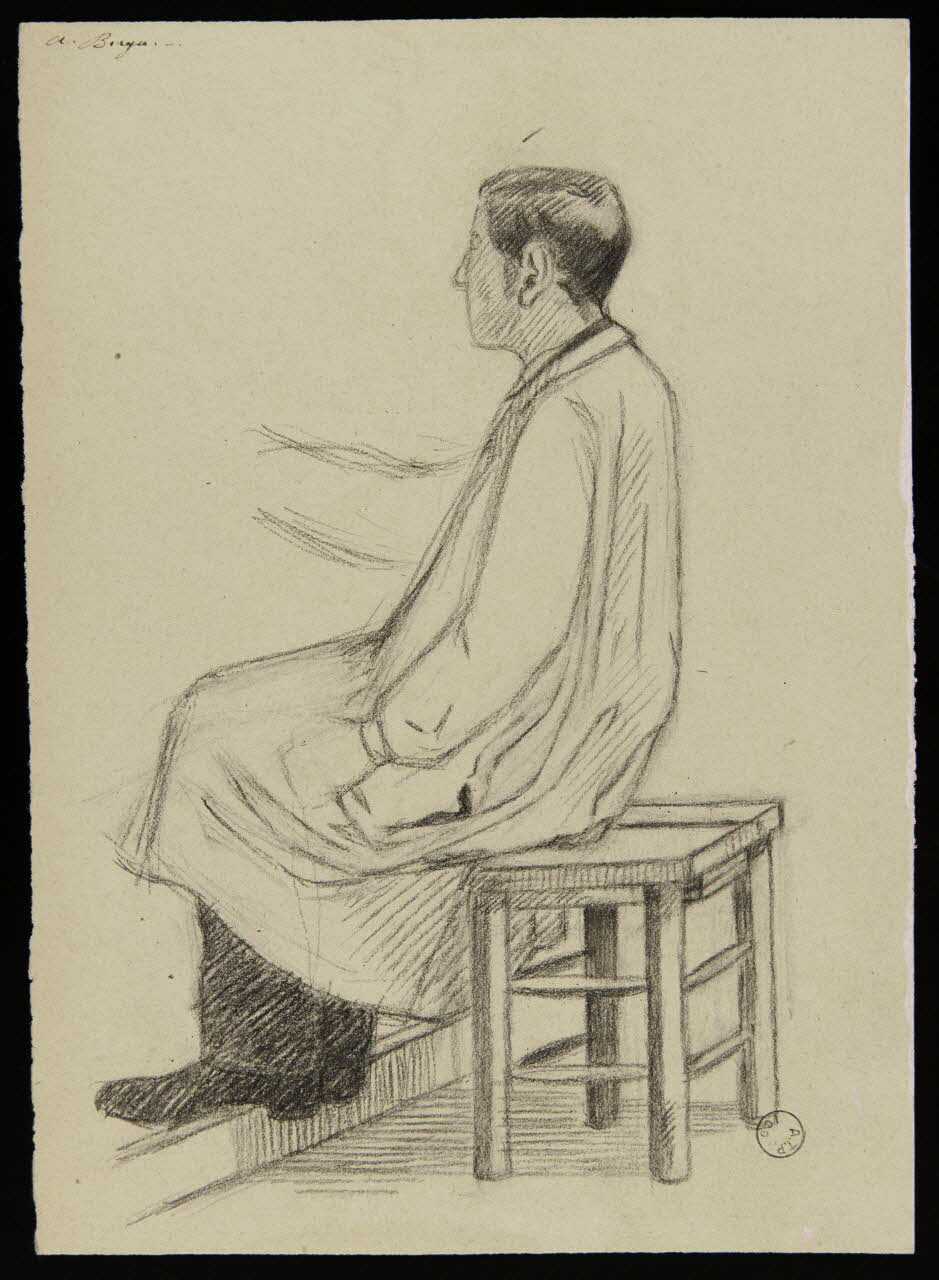dessin Le sculpteur (?) Berga au travail 1967.116.108 Photo
