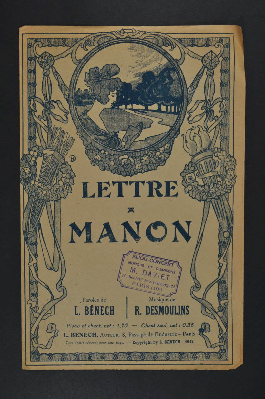 Ferdinand Louis Bénech ; Romain Desmoulins chanson petit format Île-de-France, France 1912 1966.190.10 Photo Mucem
