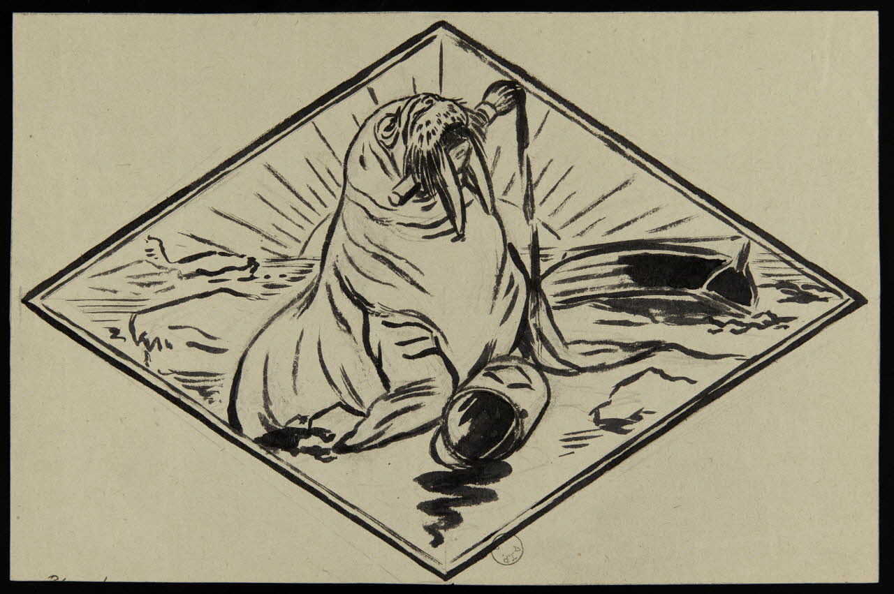 Gustave Soury dessin Morse tenant un pinceau dans la gueule 1924 1967.116.154 Photo