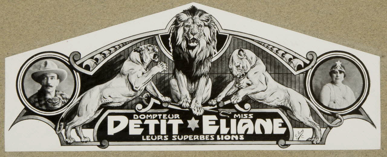 estampe Dompteur Petit Miss Eliane leurs superbes lions 1924 1967.116.16.3 Photo