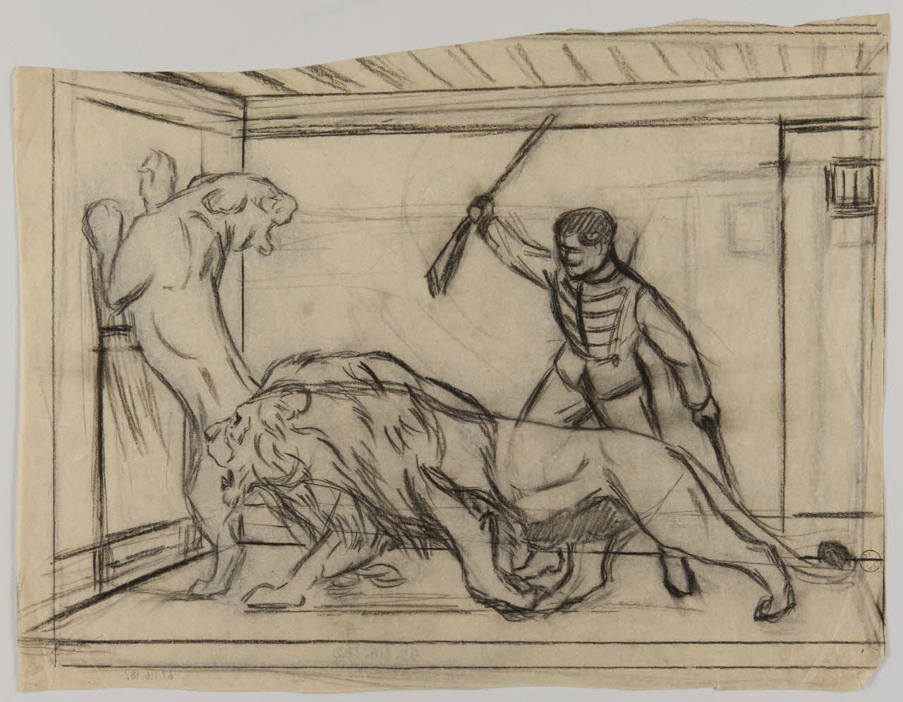 Gustave Soury dessin Domptage de lion et lionne 1966 1967.116.182 Photo