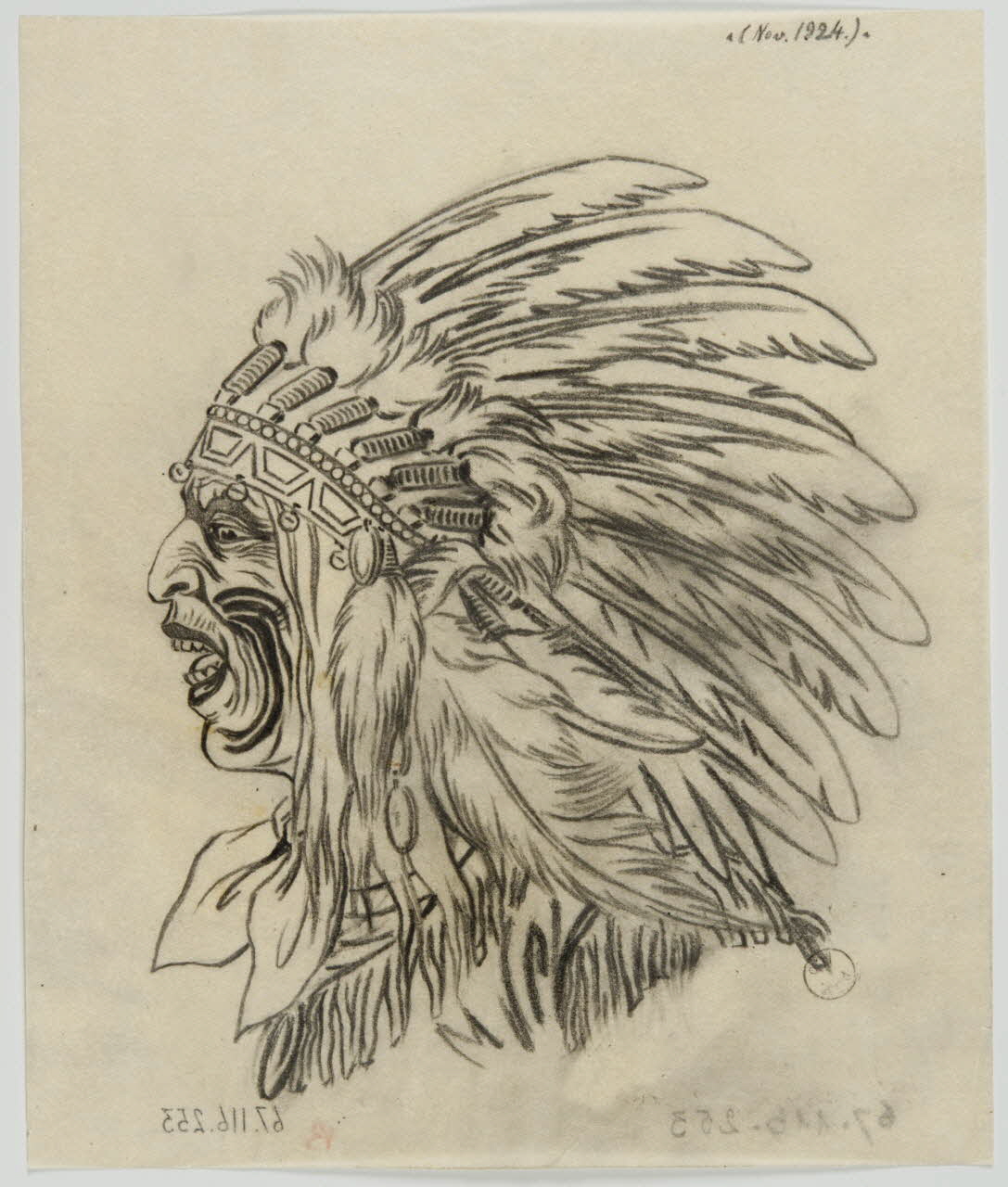 Gustave Soury dessin Tête d'indien d'Amérique 1924 1967.116.253 Photo