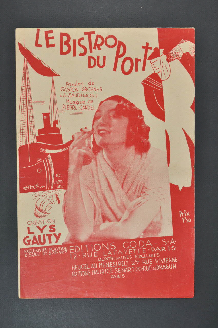 Gaston Groener ; Pierre Caudel ; André Saudemont ; Lys Gauty ; Coda S.A. chanson petit format Île-de-France, France 1934 1966.190.102 Photo Mucem