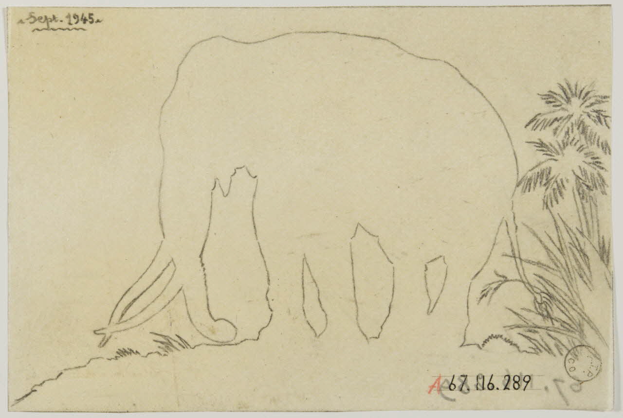 Gustave Soury dessin Silhouette d'éléphant d'Afrique 1945 1967.116.289 Photo