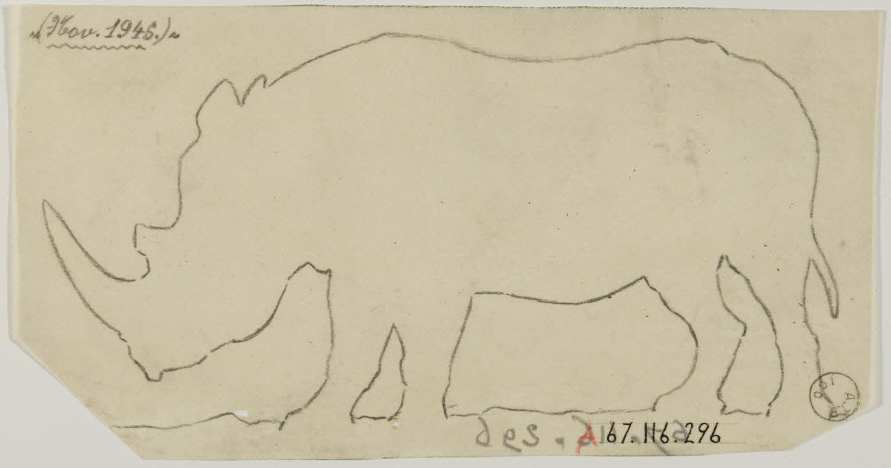 Gustave Soury dessin Silhouette de rhinocéros bicorne 1946 1967.116.296 Photo