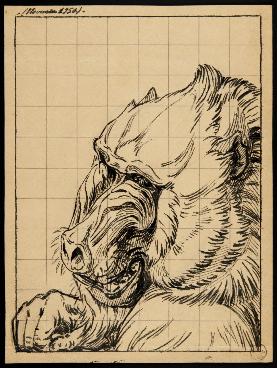 Gustave Soury dessin Tête de mandrill 1950 1967.116.316 Photo