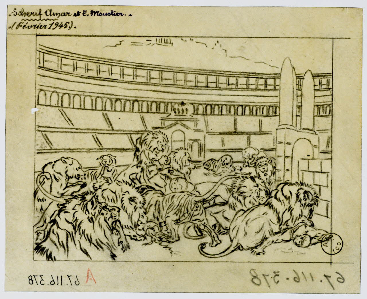 Gustave Soury dessin Jeux du cirque : martyre des chrétiens 1945 1967.116.378 Photo