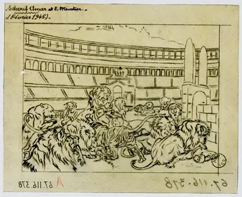 Gustave Soury dessin Jeux du cirque : martyre des chrétiens 1945 1967.116.378 Photo