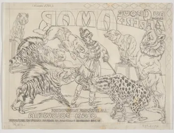 Gustave Soury dessin AU CIRQUE DES 4 FRERES AMAR- LA CELEBRE OLGA DOLOWNIA ET SON ORIGINAL DRESSAGE DE FAUVES D'ESPECES DIFFERENTES 1926 1967.116.390 Photo