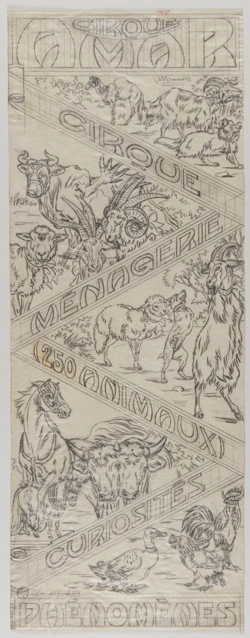 Gustave Soury dessin CIRQUE  AMAR  CIRQUE  MENAGERIE  (250 ANIMAUX)  CURIOSITES  PHENOMENES 1926 1967.116.433 Photo (c) Mucem