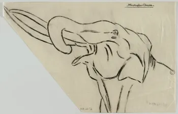 Gustave Soury dessin Eléphant d'Asie à longues défenses 1966 1967.116.434 Photo