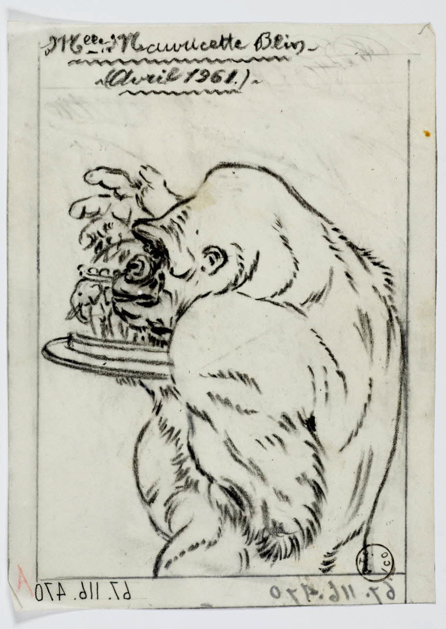 Gustave Soury dessin Mlle Mauricette Blin - Orang Outang 1961 1967.116.470 Photo