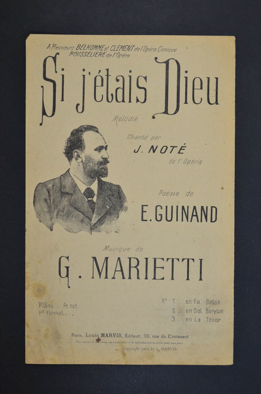 Guinaud ; G. Marietti ; Jean Noté ; Louis Marvis chanson petit format Île-de-France, France 1905 1965.175.45 Photo Mucem