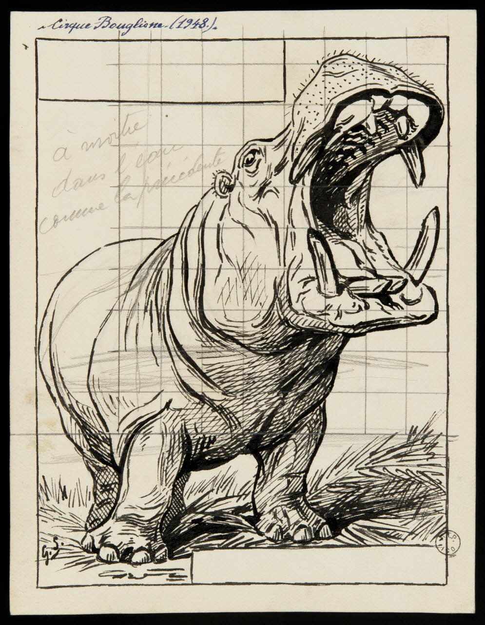 Gustave Soury dessin double face Cirque Bouglione 1948 1967.116.502 Photo