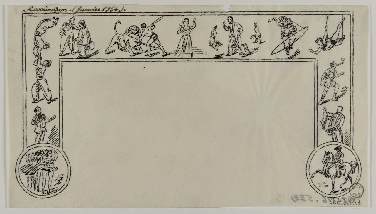 Gustave Soury dessin Projet de programme de cirque 1954 1967.116.532 Photo