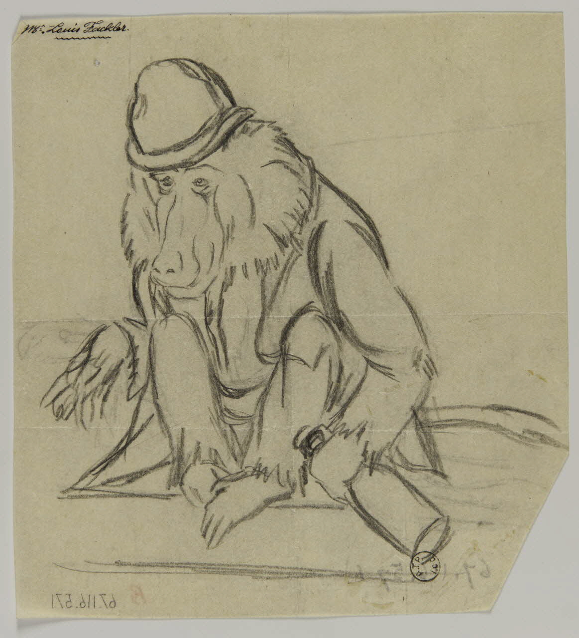 Gustave Soury dessin Singe mendiant alcoolique 1966 1967.116.571 Photo