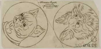 Gustave Soury dessin Deux têtes de chiens 1947 1967.116.573  Photo