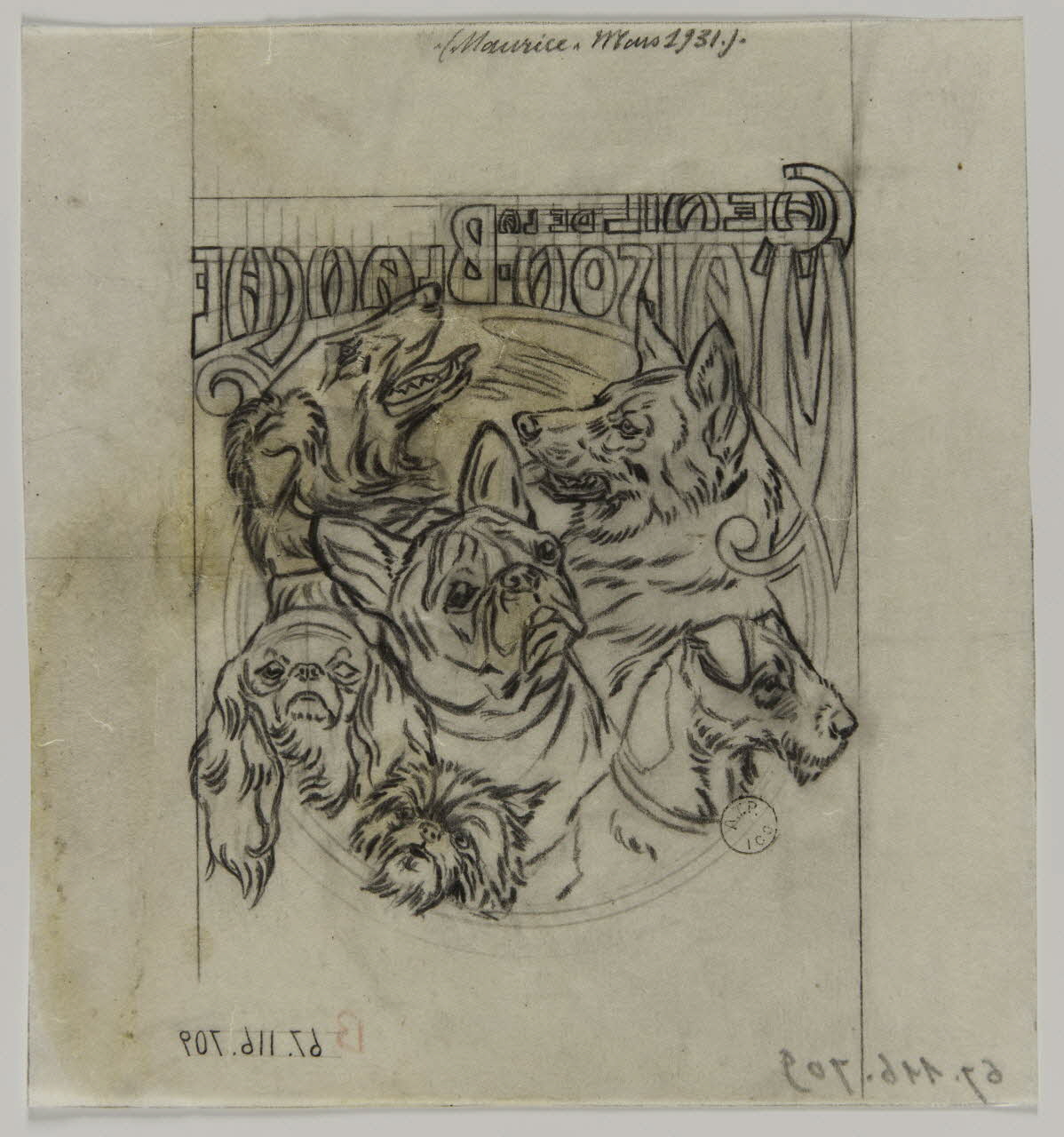Gustave Soury dessin CHENIL DE LA  MAISON-BLANCHE 1931 1967.116.709 Photo
