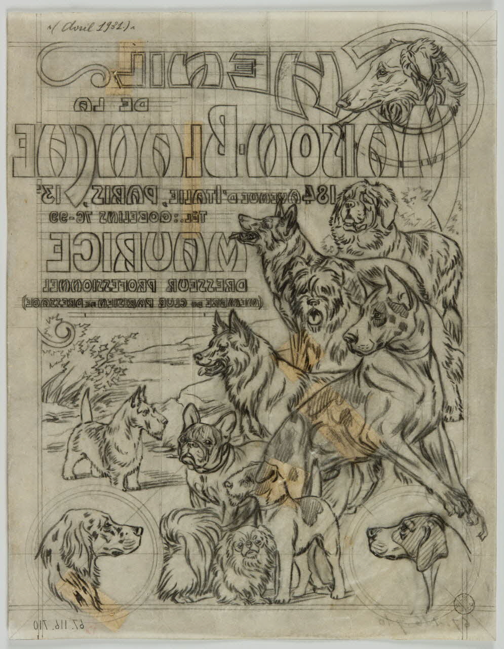 Gustave Soury dessin Projet de publicité pour le chenil de la Maison Blanche 1931 1967.116.710 Photo