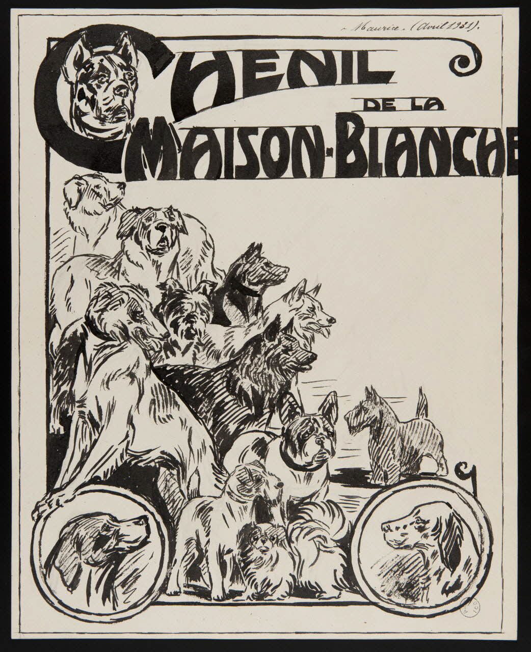 Gustave Soury dessin Projet d'affiche pour le chenil de la Maison Blanche 1931 1967.116.711 Photo