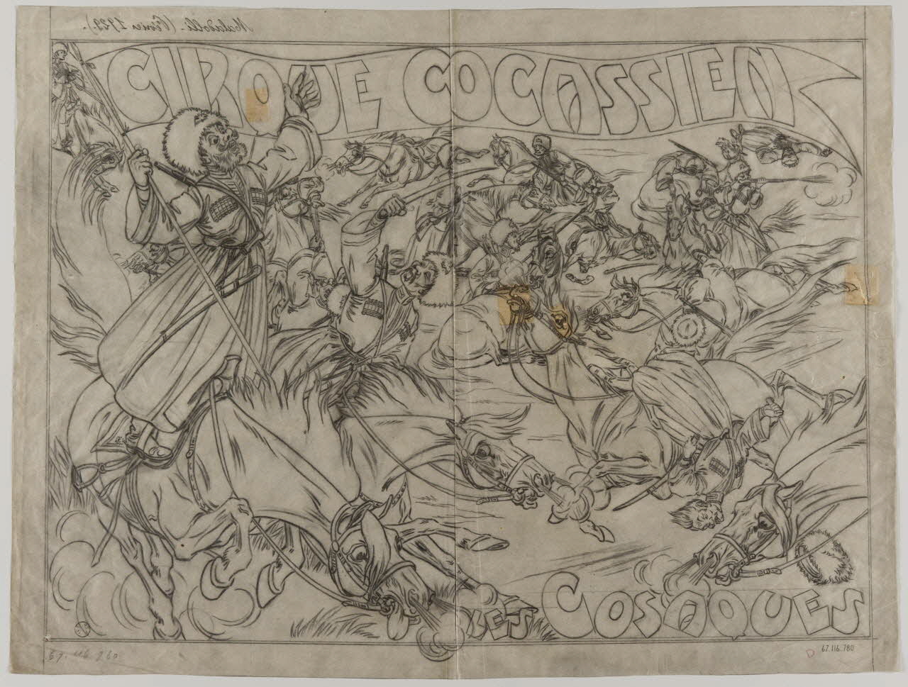 Gustave Soury dessin CIRQUE COCASSIEN  LES COSAQUES 1929 1967.116.780 Photo