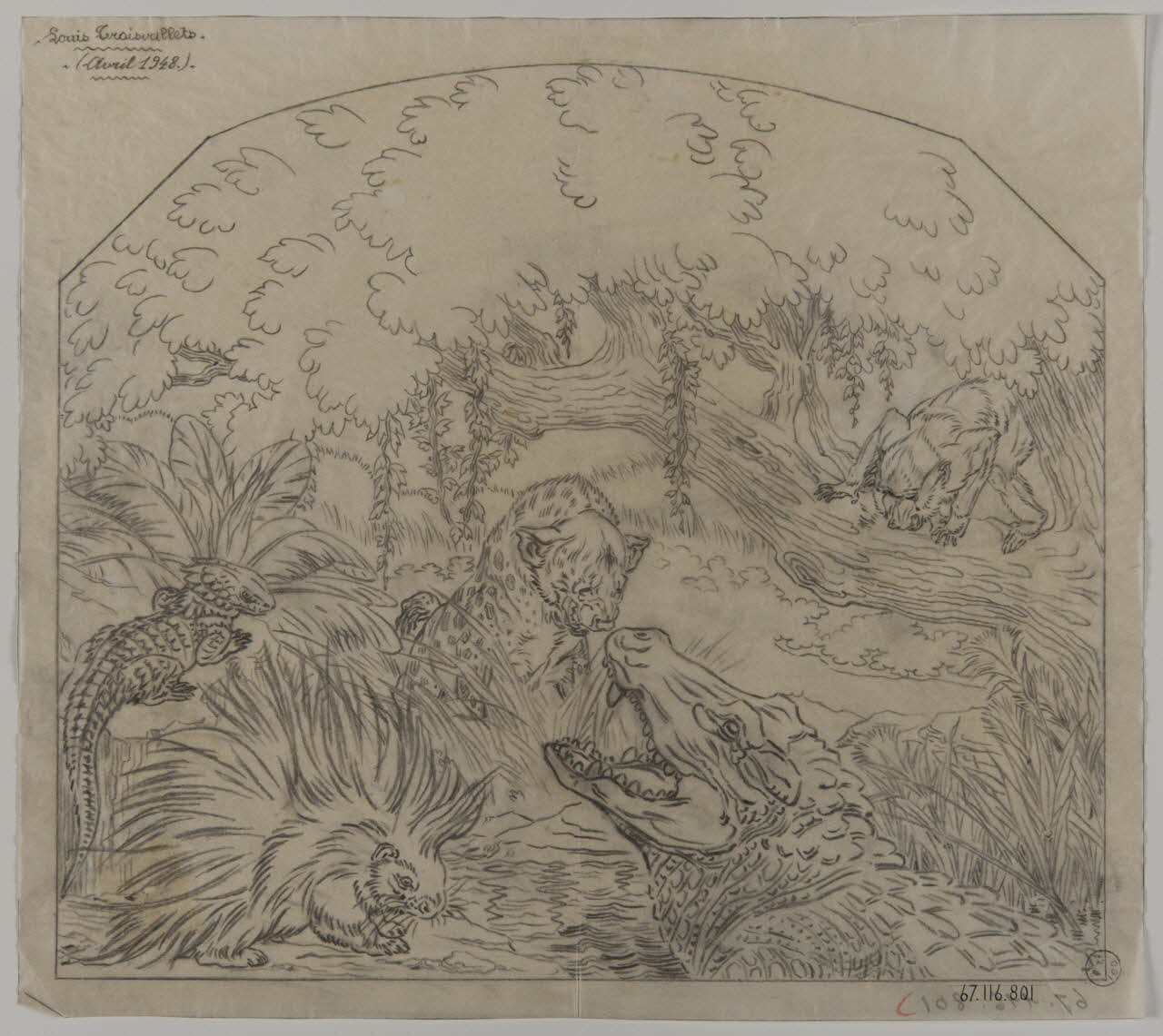 Gustave Soury dessin Scène dans une jungle imaginaire 1948 1967.116.801 Photo