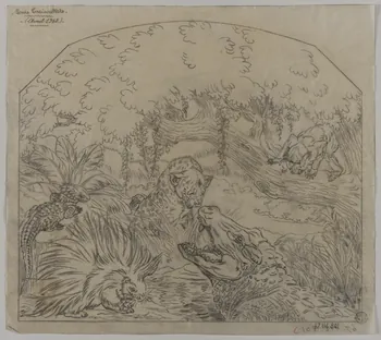 Gustave Soury dessin Scène dans une jungle imaginaire 1948 1967.116.801 Photo