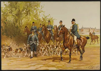 estampe Départ de la chasse à courre devant le château 1967.116.84 Photo