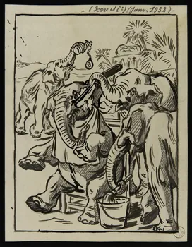 Gustave Soury dessin Numéro de cirque avec des éléphants 1932 1967.116.841 Photo