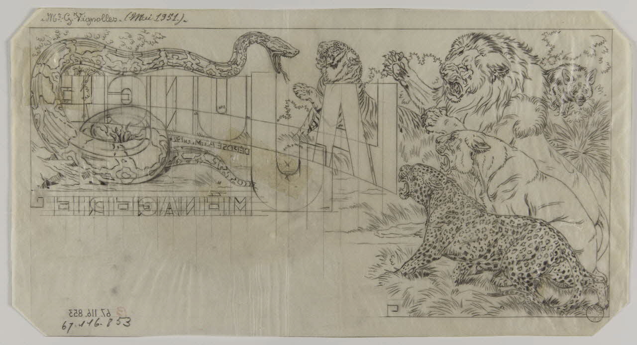 Gustave Soury dessin Projet d'affiche (?) pour la Jungle Ménagerie 1951 1967.116.853  Photo