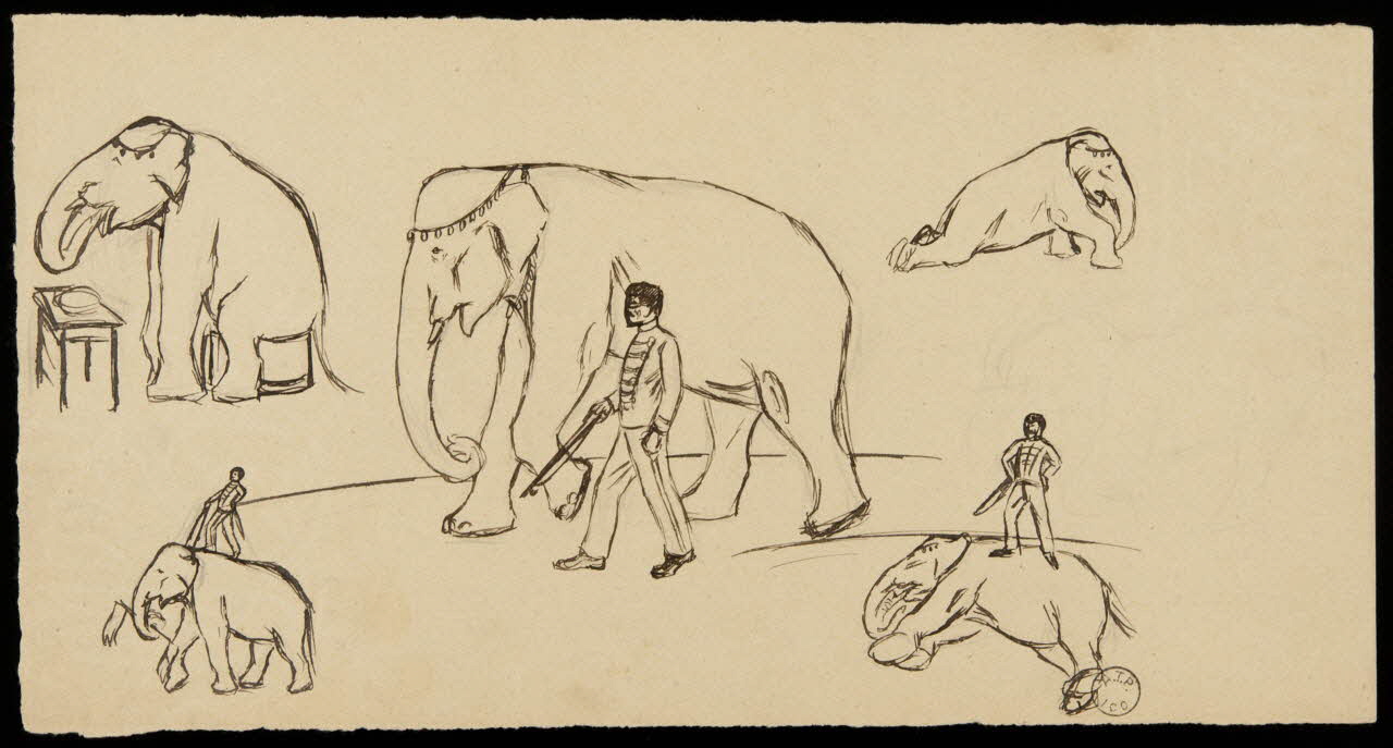Gustave Soury dessin L'éléphant et le dompteur 1966 1967.116.896 Photo