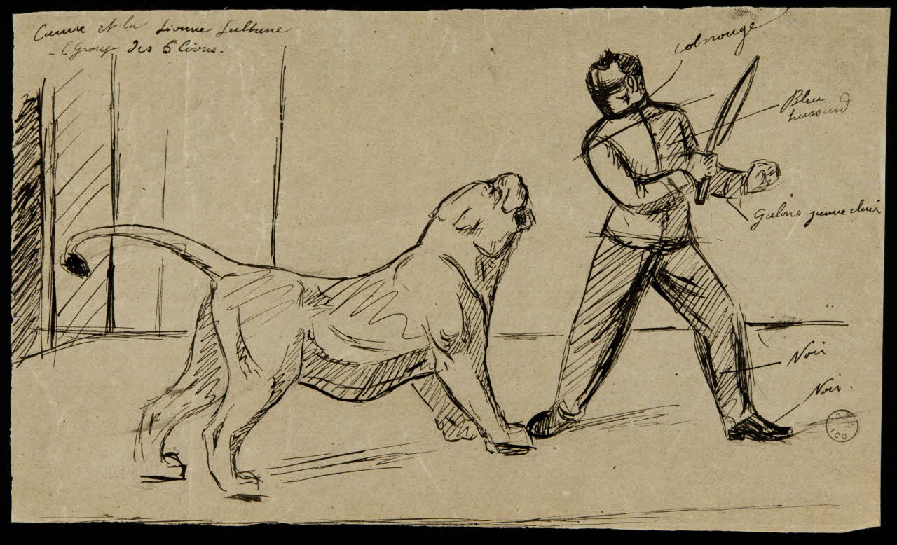 Gustave Soury dessin La lionne Sultane et le dompteur Carrère 1966 1967.116.900 Photo