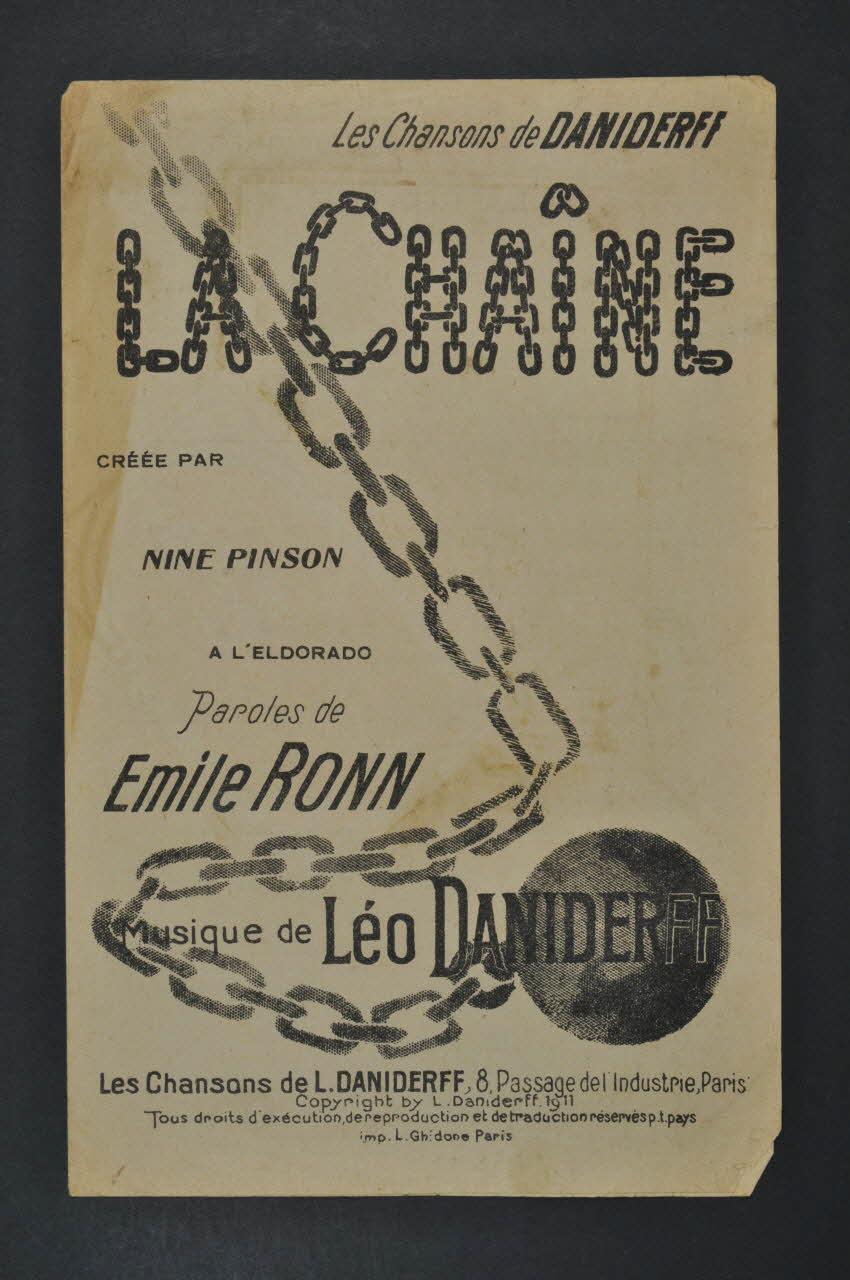 Emile Ronn ; Léo Daniderff ; Nine Pinson chanson petit format Île-de-France, France 1911 1965.175.54 Photo Mucem