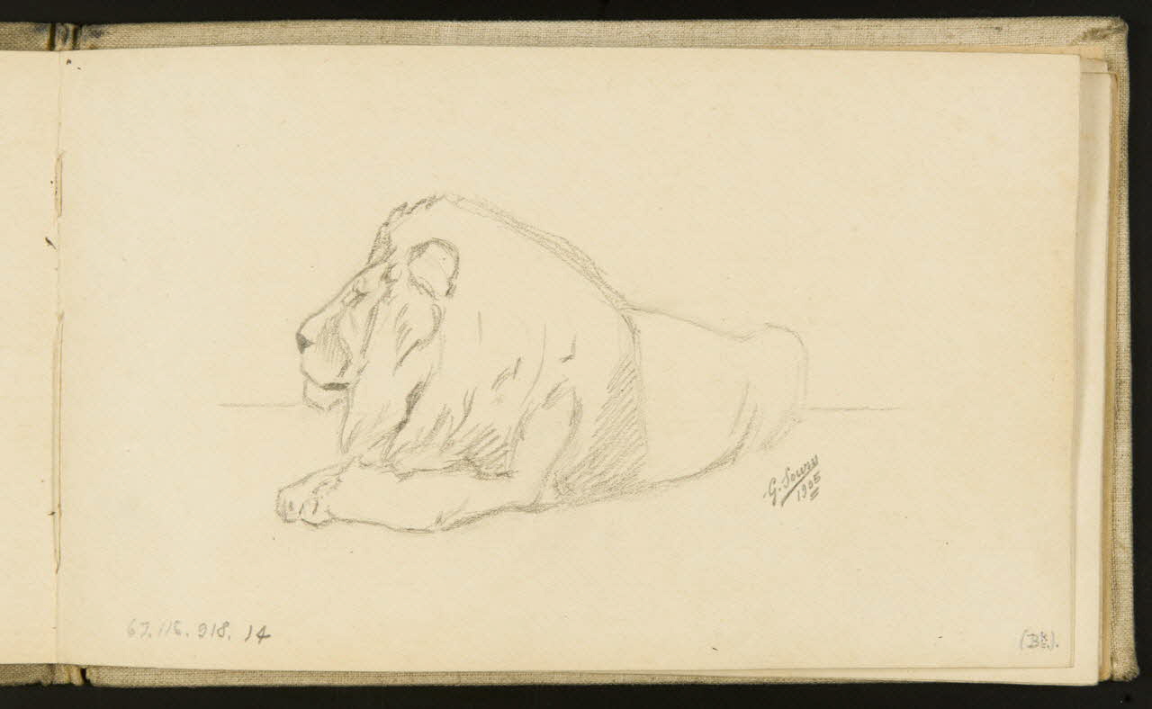 carnet de dessins Etude de lion couché 1967.116.918.14 Photo